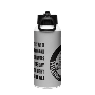 Highway Demon Grey Stainless steel water bottle with a straw lid